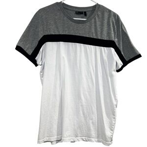 Men's Gray and White Colorblock Shirt